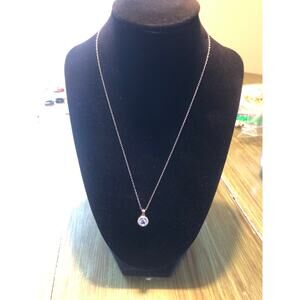 Unbranded EUC Sterling Silver Necklace with Blue and Clear Simulated Stones